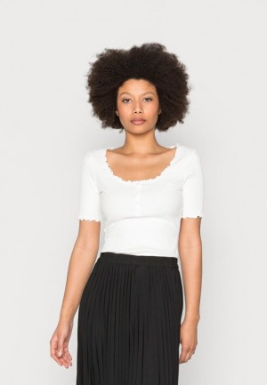 Dámské Tričko Anna Field Basic T Shirt Bílé | KDNJ-31460