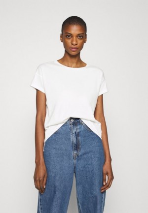 Dámské Tričko Anna Field Basic T Shirt Bílé | UKEN-48162