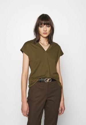 Dámské Tričko Anna Field Basic T Shirt Hnědožlutý | NHPD-81023