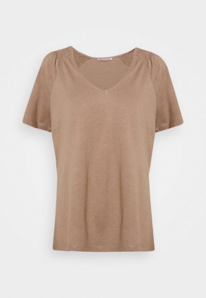 Dámské Tričko Anna Field Basic T Shirt Světle Hnědé | HLTM-49106