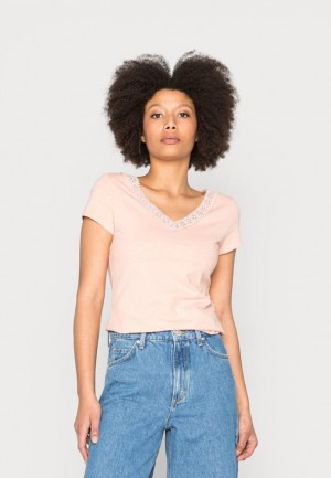 Dámské Tričko Anna Field Basic T Shirt Světle Růžové | HAFR-53084