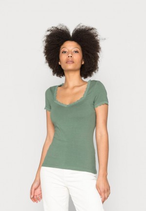 Dámské Tričko Anna Field Basic T Shirt Světle Zelene | GSFN-06813
