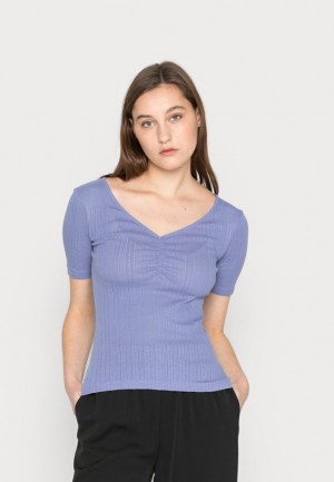Dámské Tričko Anna Field Basic T Shirt Světle Blankyt | QFLZ-40568