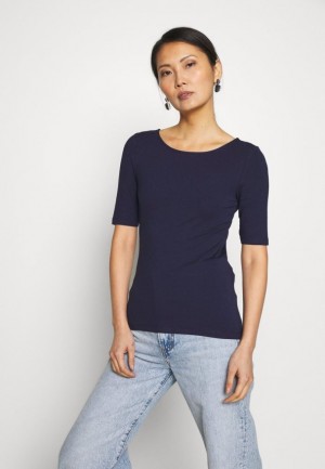 Dámské Tričko Anna Field Basic T Shirt Tmavě Blankyt | NBDR-43759