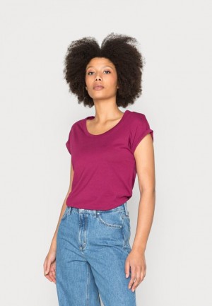 Dámské Tričko Anna Field Basic T Shirt Tmavě Červené | MVAT-68497
