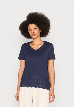 Dámské Tričko Anna Field Basic T Shirt Tmavě Blankyt | MPJE-97652