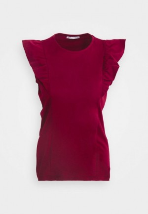 Dámské Tričko Anna Field Basic T Shirt Tmavě Červené | VXNC-12084