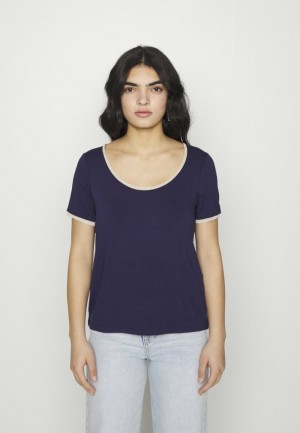 Dámské Tričko Anna Field Basic T Shirt Tmavě Blankyt | SICT-16870