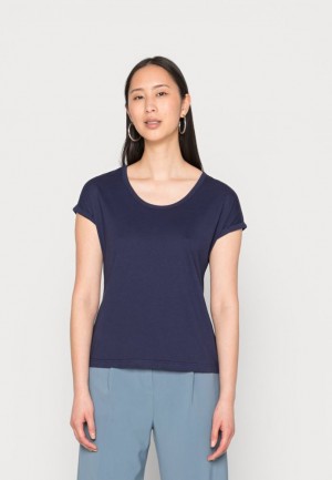Dámské Tričko Anna Field Basic T Shirt Tmavě Blankyt | SCQT-57301
