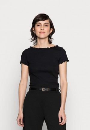 Dámské Tričko Anna Field Basic T Shirt Černé | MLFS-59231