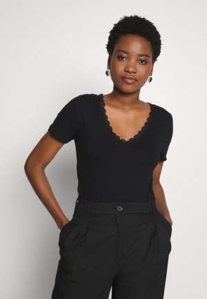 Dámské Tričko Anna Field Basic T Shirt Černé | VOIY-98174