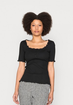 Dámské Tričko Anna Field Basic T Shirt Černé | TACQ-92065