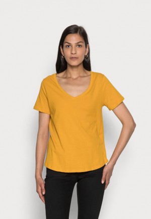 Dámské Tričko Anna Field Basic T Shirt Žluté | STGI-05163
