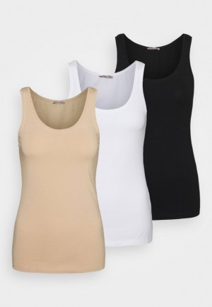 Dámské Tričko Anna Field Basic Tank 3er Pack Top Černé | NQMF-32148