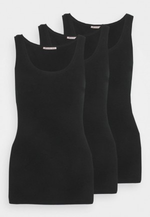 Dámské Tričko Anna Field Basic Tank 3er Pack Top Černé | DHRW-70542