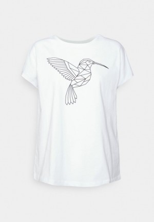 Dámské Tričko Anna Field Francesca Geometric Brid Tee Print T Shirt Bílé | WUNM-82430