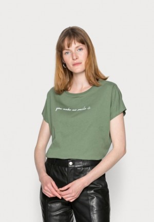 Dámské Tričko Anna Field Francesca Print T Shirt Zelene | JZBR-31627