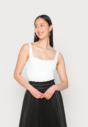Dámské Tričko Anna Field Minimal Tank With Square Round Neckline Top Bílé | IQTS-71982