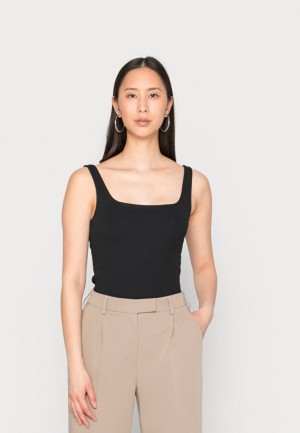 Dámské Tričko Anna Field Minimal Tank With Square Round Neckline Top Černé | VNZX-41726