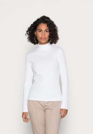 Dámské Tričko Anna Field Perkin Neck Longsleeve Long Sleeved Top Bílé | JZFM-03256