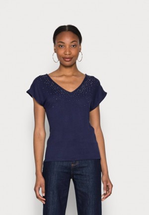 Dámské Tričko Anna Field Print T Shirt Tmavě Blankyt | YXIC-29538