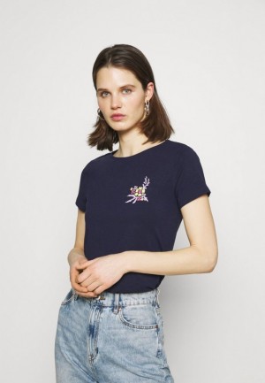 Dámské Tričko Anna Field Print T Shirt Tmavě Blankyt | BSQL-14382