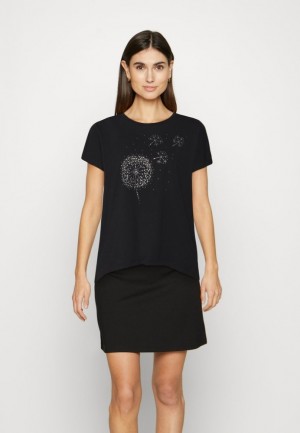 Dámské Tričko Anna Field Print T Shirt Černé | ICPA-28497