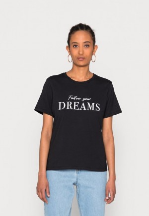 Dámské Tričko Anna Field Print T Shirt Černé | WUKD-51943