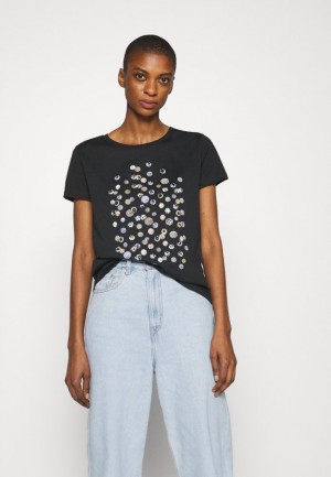 Dámské Tričko Anna Field Print T Shirt Černé | UCYR-79316