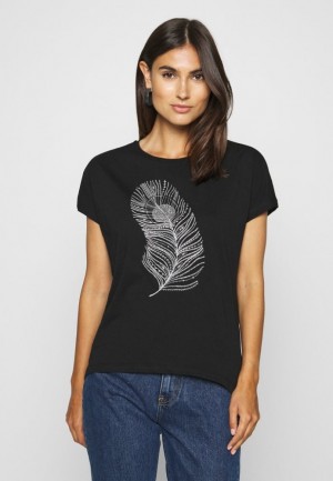 Dámské Tričko Anna Field Print T Shirt Černé | TCVM-68943