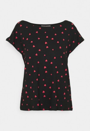 Dámské Tričko Anna Field Print T Shirt Černé | ZXOW-63742