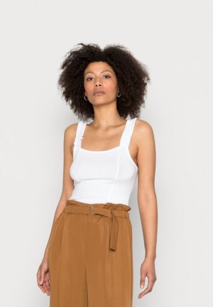 Dámské Tričko Anna Field Top Bílé | LZFP-04391
