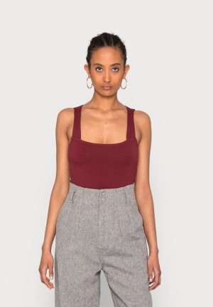 Dámské Tričko Anna Field Top Tmavě Červené | JPQN-68741