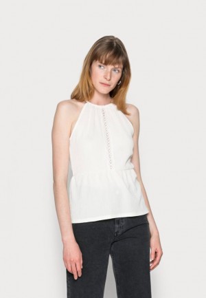 Dámské Tričko Anna Field Trim Insert Halterneck Top Bílé | MQTB-94782