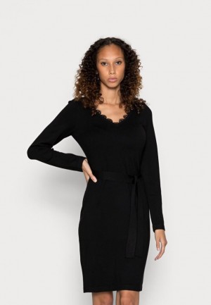 Dámské Šaty Anna Field Krajkové Insert V Neckline Loose Šaty Jumper Šaty Černé | LGES-95764