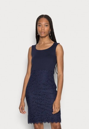 Dámské Šaty Anna Field Occasion Krajkové Skirt Bez Rukávů Bodycon Mini Šaty Tmavě Blankyt | OMTL-27630