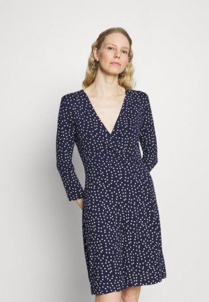 Dámské Šaty Anna Field Quarter Sleeves Wrap Mini Šaty Jersey Šaty Tmavě Blankyt | WYRD-04856