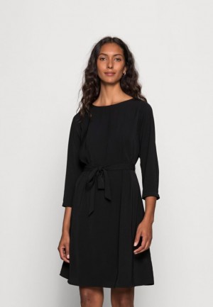 Dámské Šaty Anna Field Woven 3 4 Sleeve Belted Šaty Day Šaty Černé | BDNL-42610